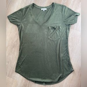 Women’s boutique top. Suede V-neck T-Shirt